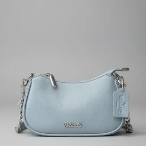 BELLAITY Light Blue Vegan Leather Chain Shoulder Bag Crossbody Purse